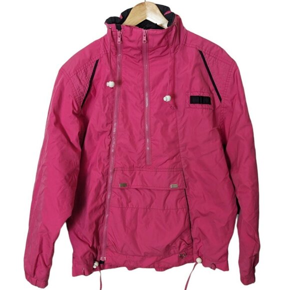 Vintage Obermeyer Jacket Apres Ski Barbie Pink Zippered Kangaroo Pocket Size 12 - Picture 1 of 8